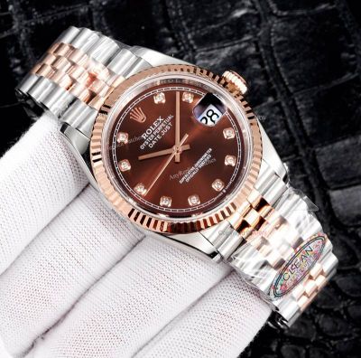 Clean Factory Rolex Datejust 2836 Brown Face Watch 36mm